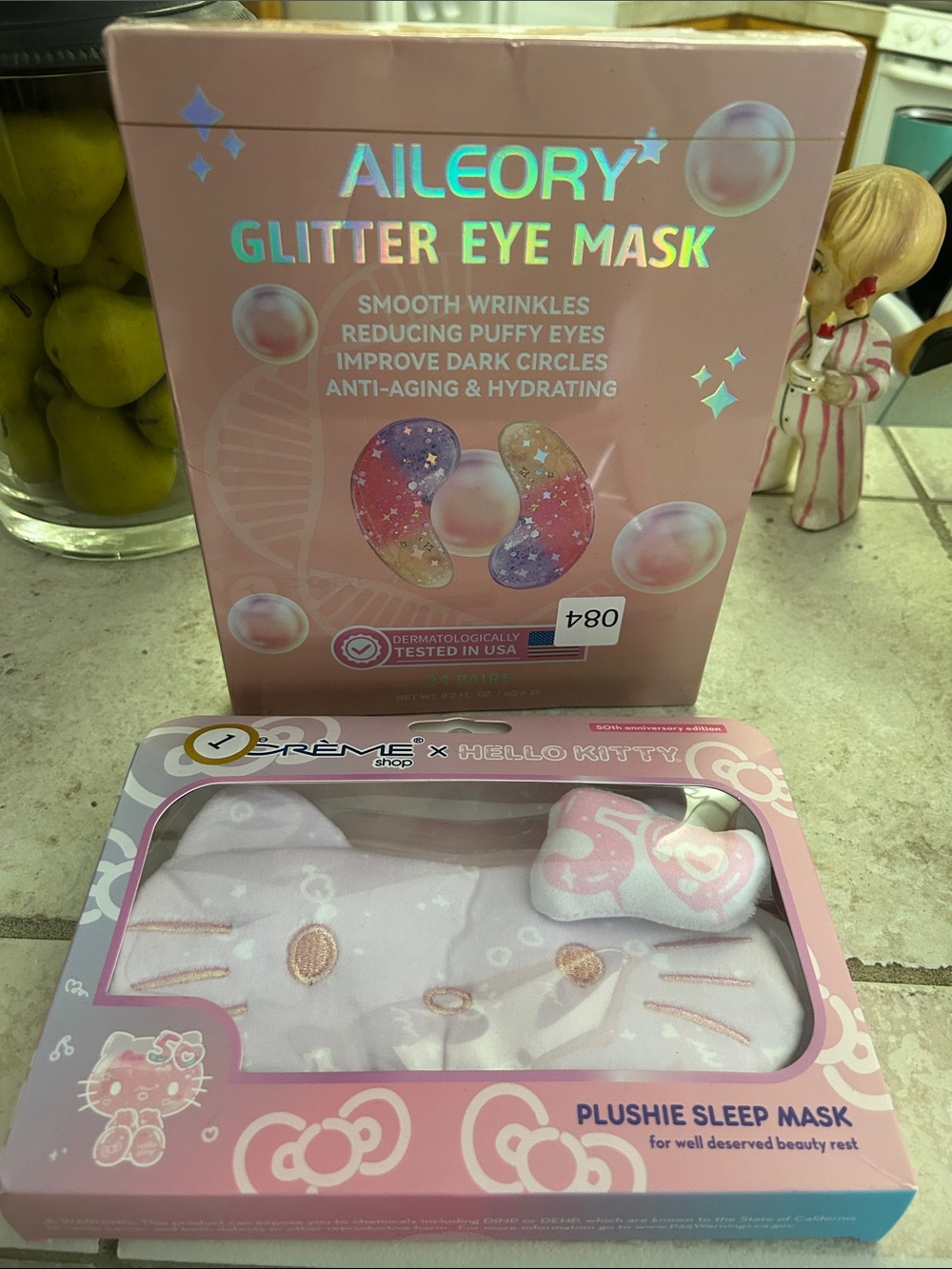 Hello Kitty Plushie Sleep Mask in Light Pink